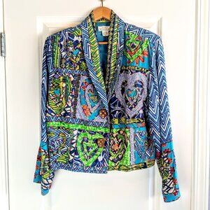 Vintage Sandy Starkman Quilted Hearts Patchwork Jacket